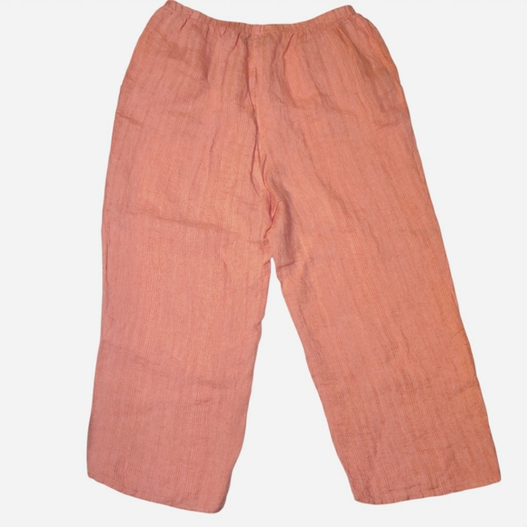 NWT Flax Floods Linen Vintage Elastic Waist High Rise Pull On Wide Leg Pants - Picture 3 of 15